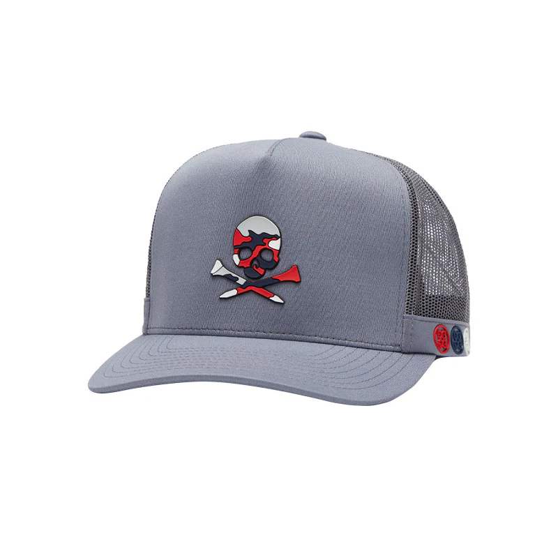 GFORE Camo Skull & Ts Interlock Knit Tall Trucker Men's Cap (Monument)