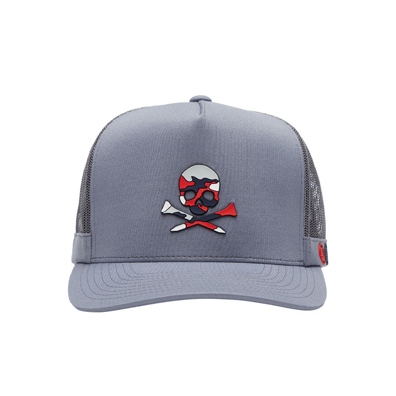 GFORE Camo Skull & Ts Interlock Knit Tall Trucker Men's Cap (Monument) - Image 3