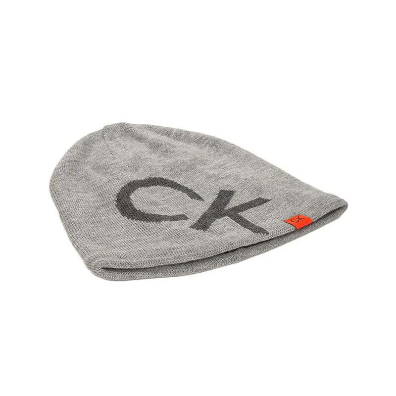 CALVIN KLEIN Large Monogram Men's Beanie (Silver) - Image 3