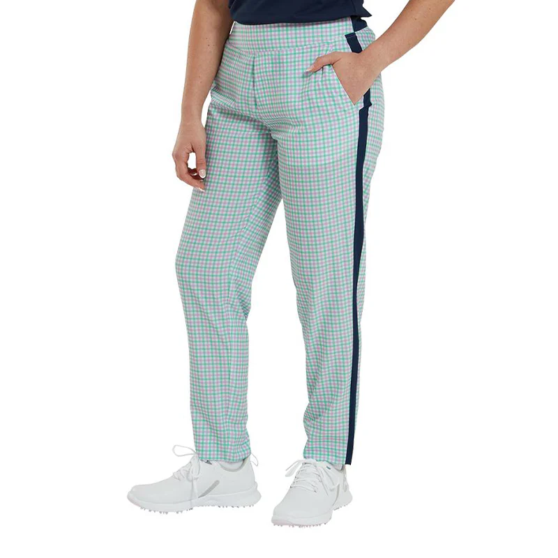 FOOTJOY Gingham Lightweight Women's Cropped Pants (Lava/Mint) - Image 3