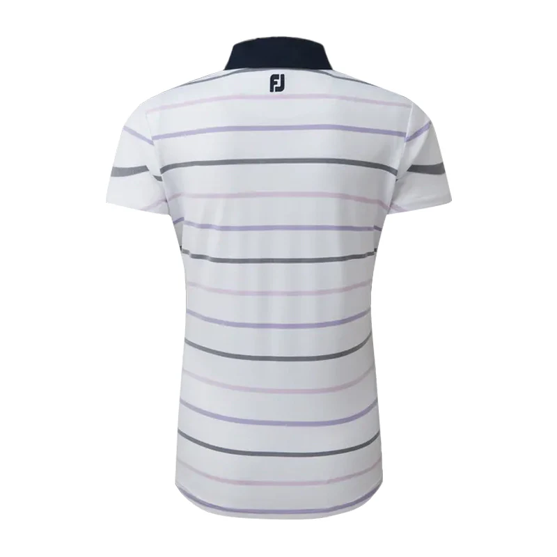 FOOTJOY Birdseye Stripe Women's Polo (White/Navy) - Image 2