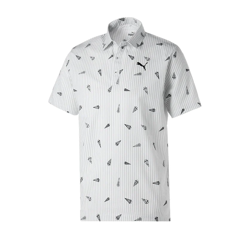 PUMA Flag Printed Seersucker Men's Polo (Bright White)