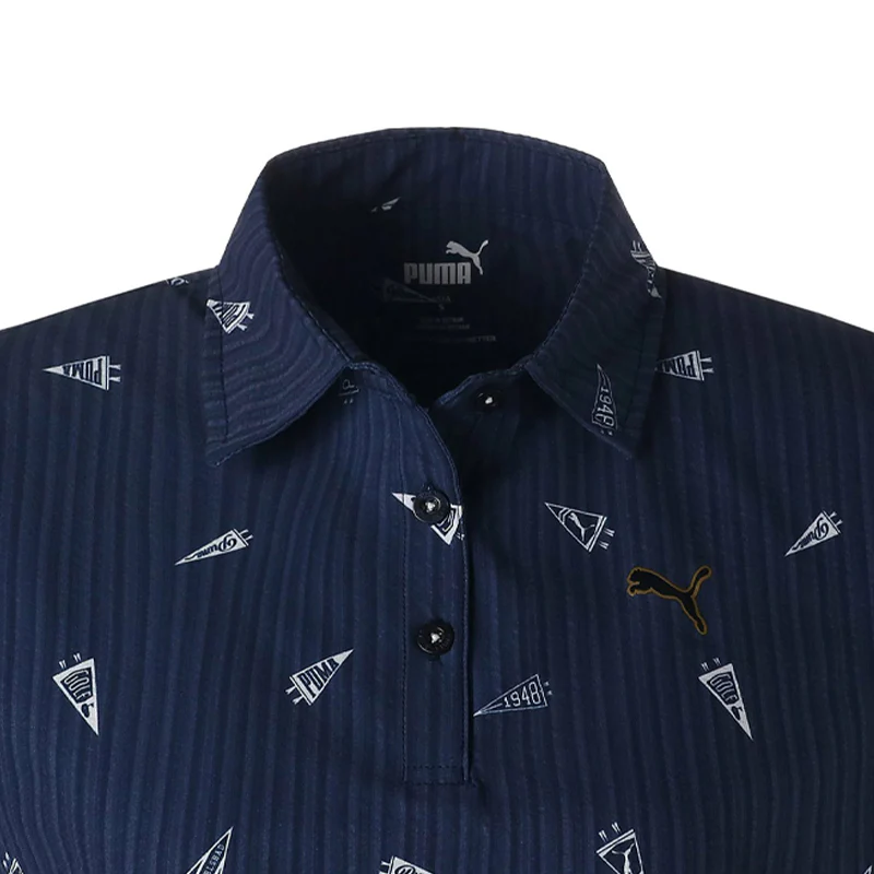 PUMA Flag Print Seersucker Women's Polo (Navy Blazer) - Image 3