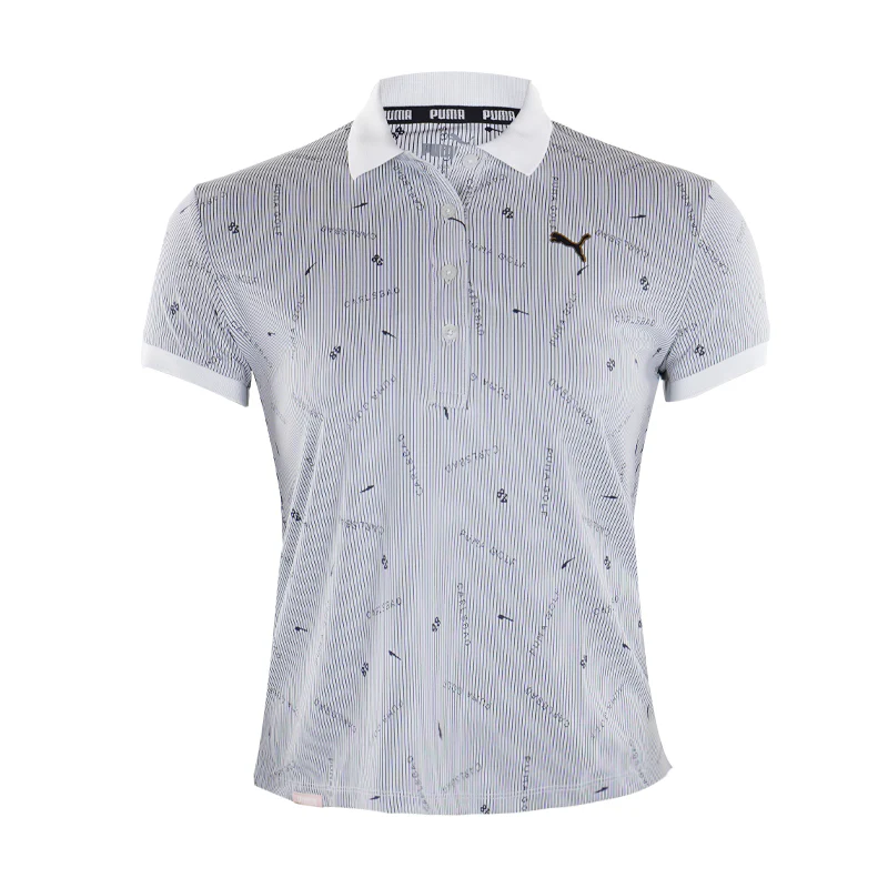 PUMA Women's Striped Polo (Bright White)