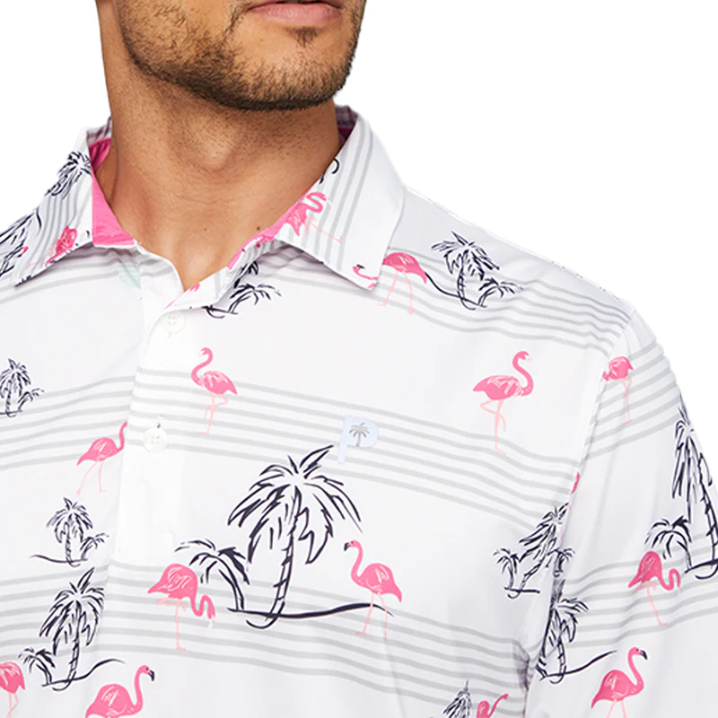 PUMA x PTC Printed Men's Polo (White/Pink) - Image 4