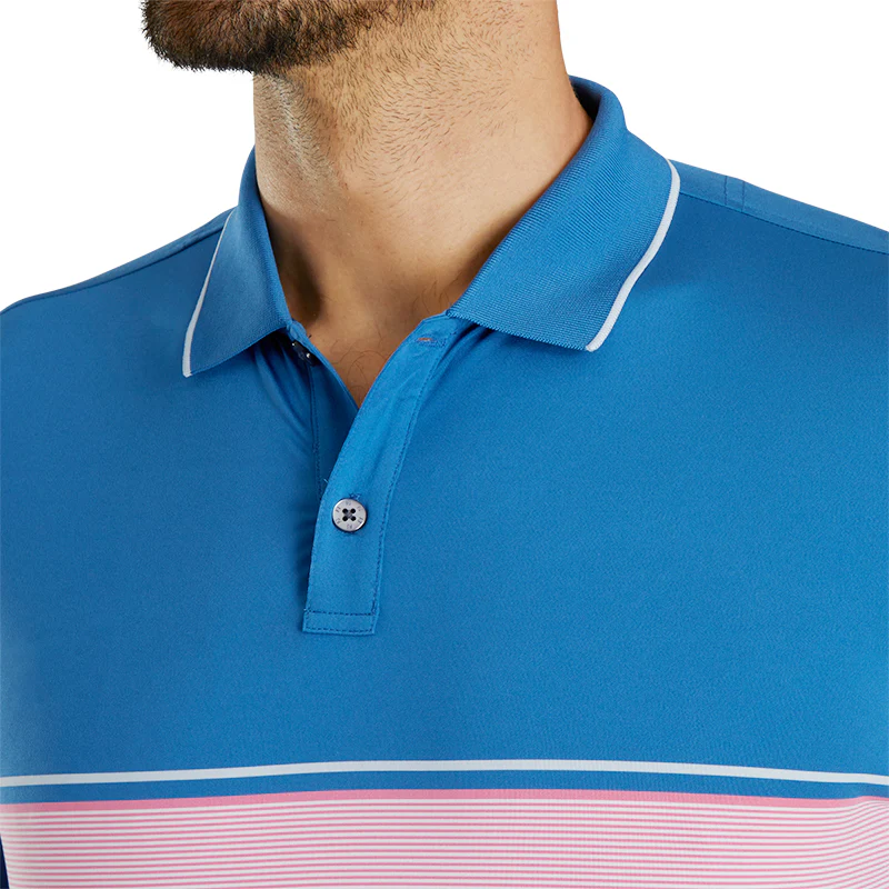 FOOTJOY FootJoy Striped Lisle Men's Polo (Sapphire) - Image 3
