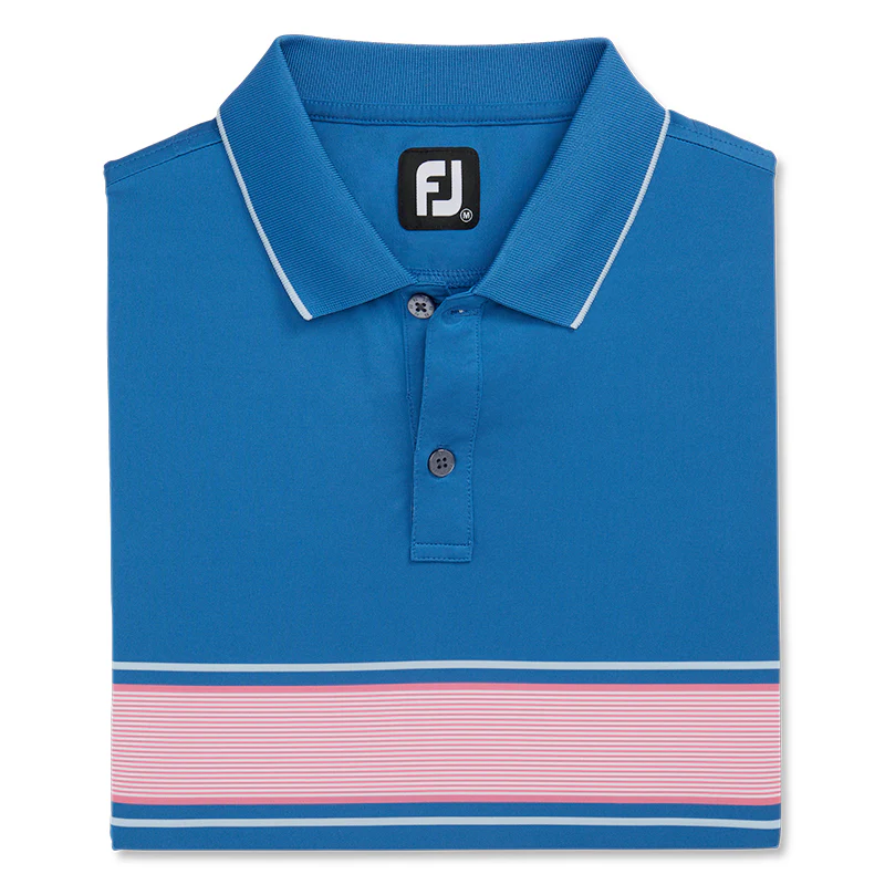 FOOTJOY FootJoy Striped Lisle Men's Polo (Sapphire) - Image 4