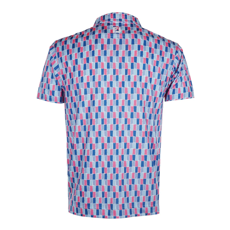 FOOTJOY FootJoy Painted Tile Lisle Men's Polo (Sapphire/Rose/Mist) - Image 2