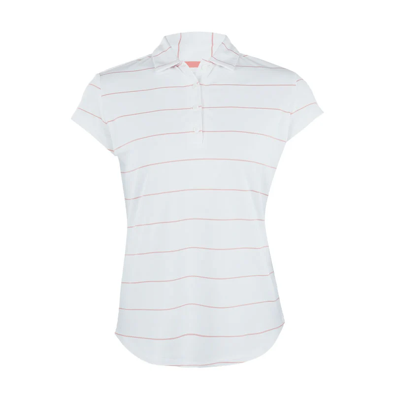 FOOTJOY Cap Sleeve Pinstripe Women's Polo (White/Peach)