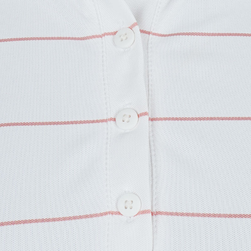 FOOTJOY Cap Sleeve Pinstripe Women's Polo (White/Peach) - Image 3