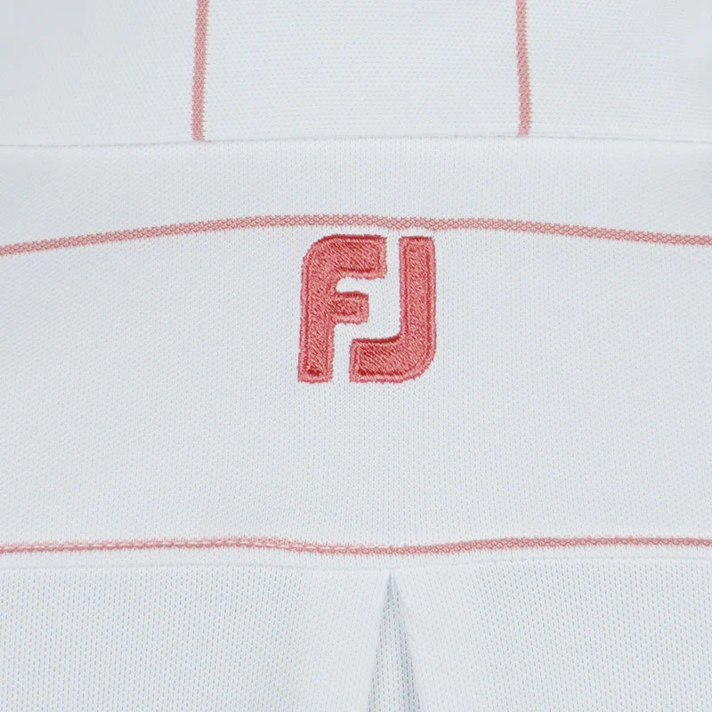 FOOTJOY Cap Sleeve Pinstripe Women's Polo (White/Peach) - Image 4