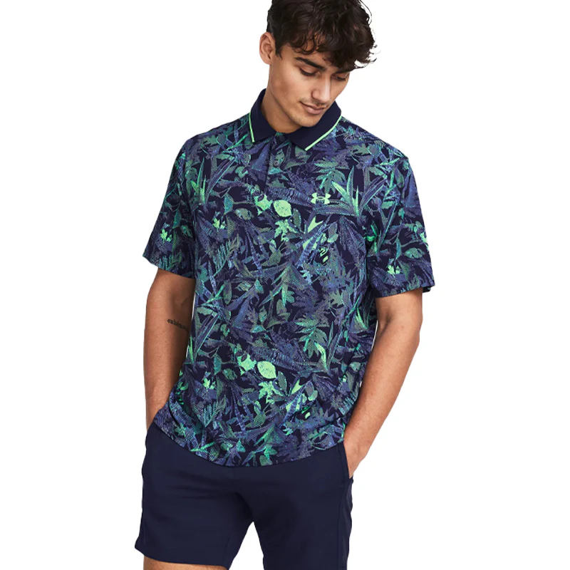 UNDER ARMOUR Iso-Chill Edge Men's Polo (Navy/Green) - Image 3