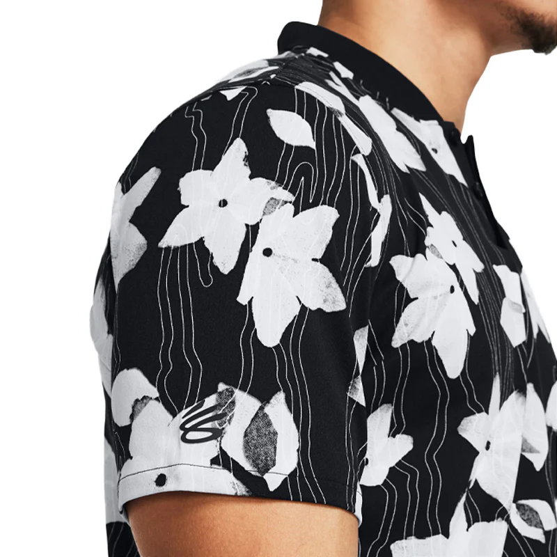 UNDER ARMOUR Curry Bomber Men's Polo (Black/Celeste) - Image 4