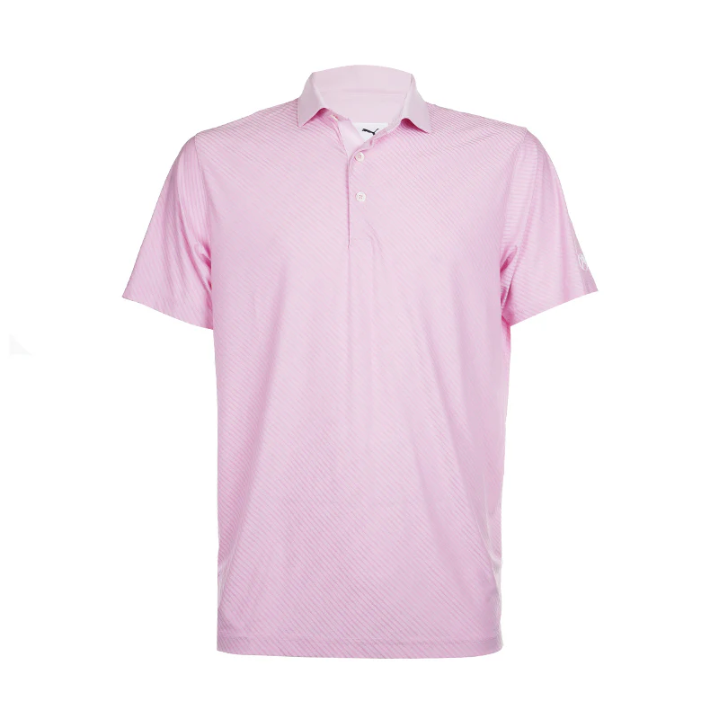 PUMA x Arnold Palmer Jacquard Men's Striped Polo (Pale Pink)