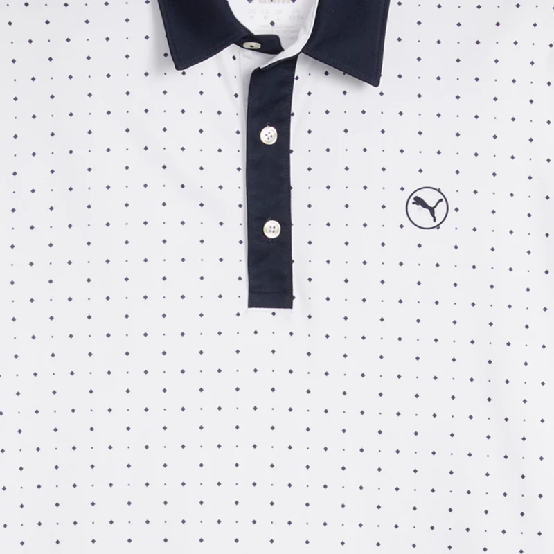 PUMA Pure Geo Men's Polo (White/Navy) - Image 3