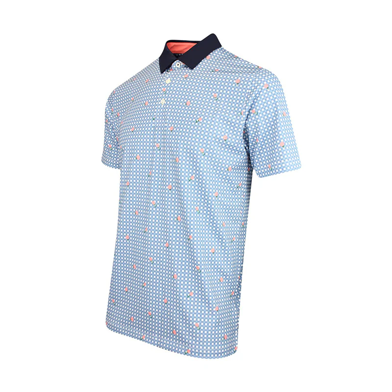 PUMA Pique Gingham Men's Polo (White/Zen Blue) - Image 3