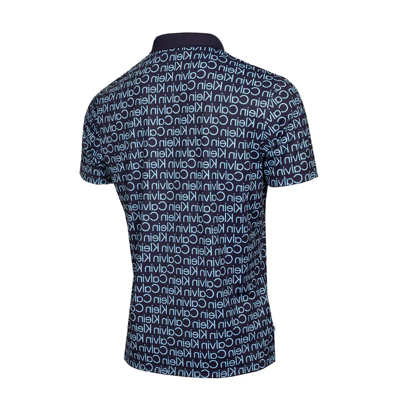 CALVIN KLEIN CK Print Men's Polo (Evening Blue/Blue) - Image 2
