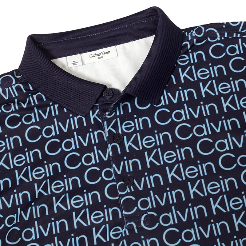 CALVIN KLEIN CK Print Men's Polo (Evening Blue/Blue) - Image 3