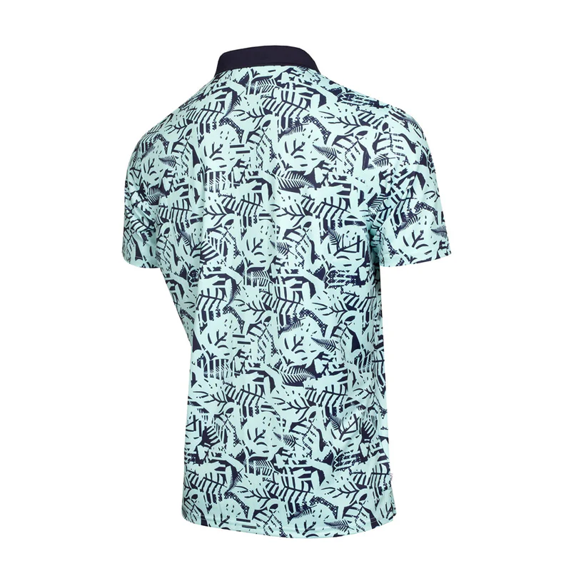 CALVIN KLEIN Abstract Print Men's Polo (Aqua/Evening Blue) - Image 2