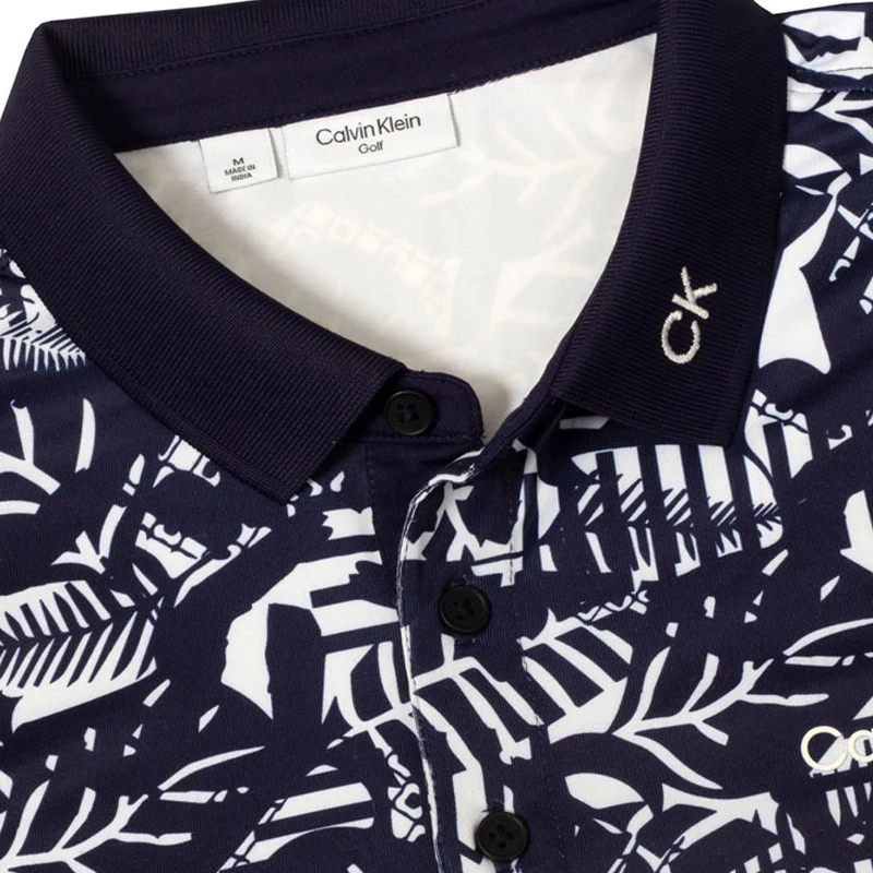 CALVIN KLEIN Abstract Print Men's Polo (White/Evening Blue) - Image 3