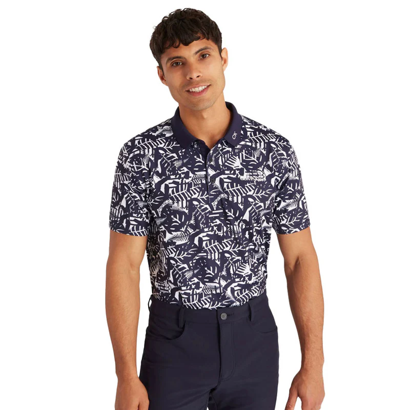 CALVIN KLEIN Abstract Print Men's Polo (White/Evening Blue) - Image 4
