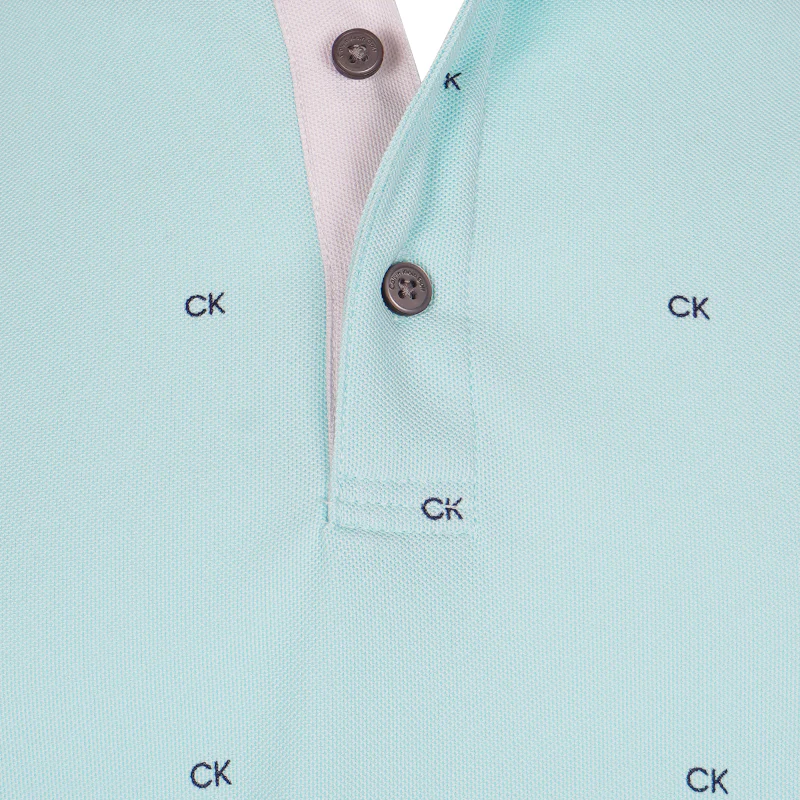 CALVIN KLEIN Monogram Men's Polo (Aqua) - Image 3