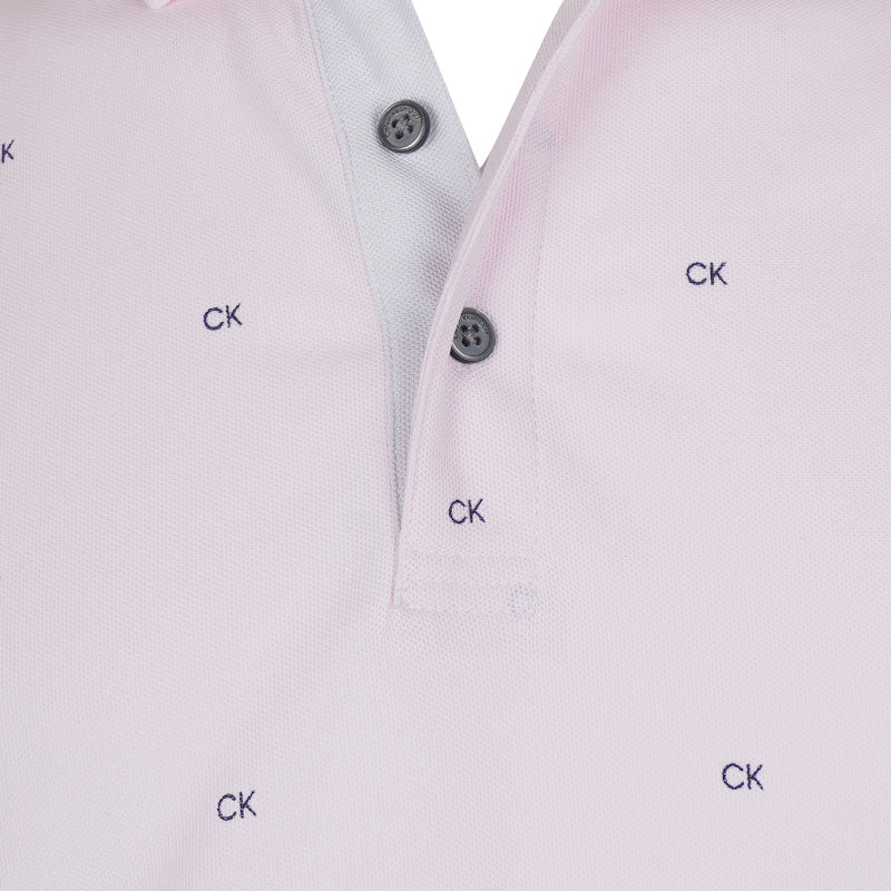 CALVIN KLEIN Monogram Men's Polo (Pink) - Image 3