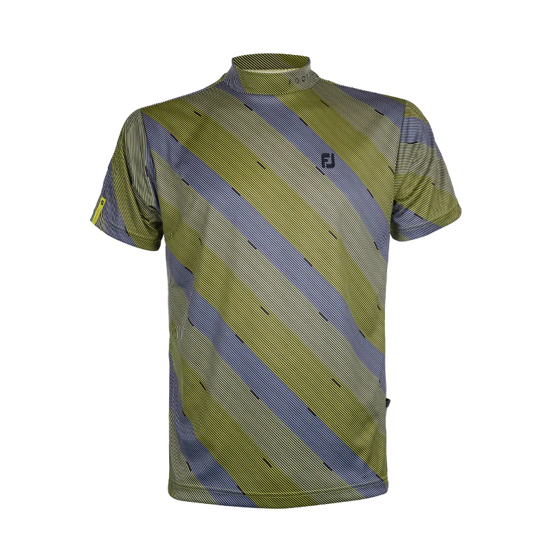 FOOTJOY Japan Print Mock Men's Short Sleeve Shirt (Grey/Yellow)