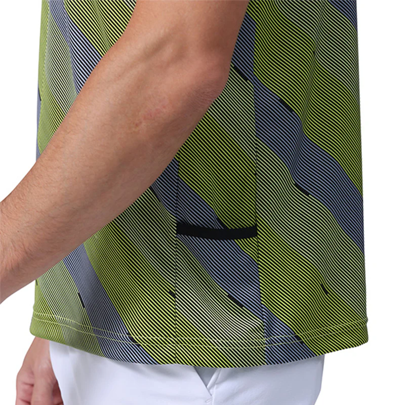FOOTJOY Japan Print Mock Men's Short Sleeve Shirt (Grey/Yellow) - Image 4