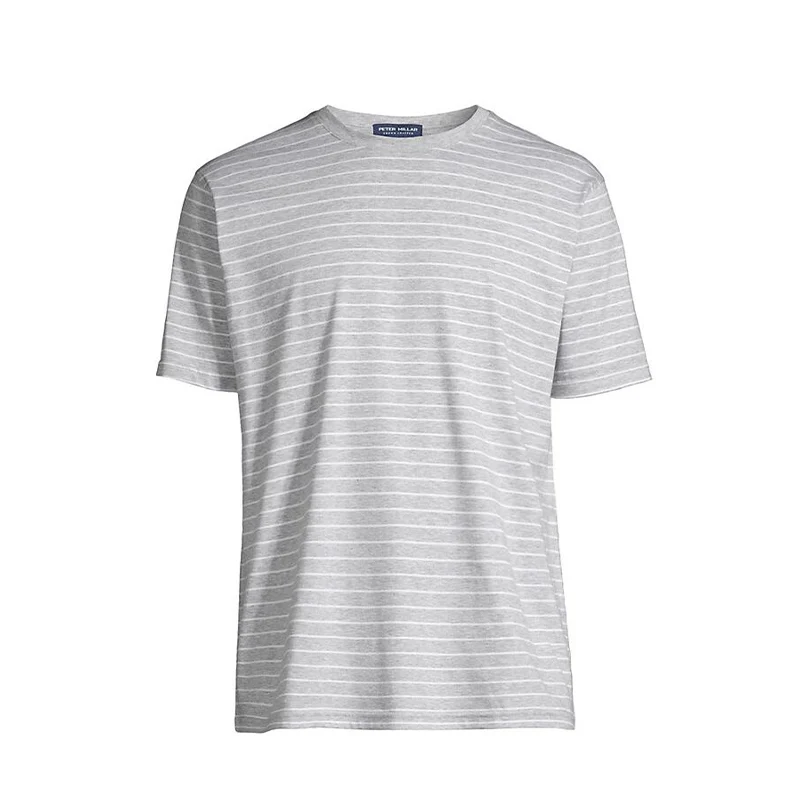 PETER MILLAR Colt Striped Men's Short Sleeve Shirt (British Grey)