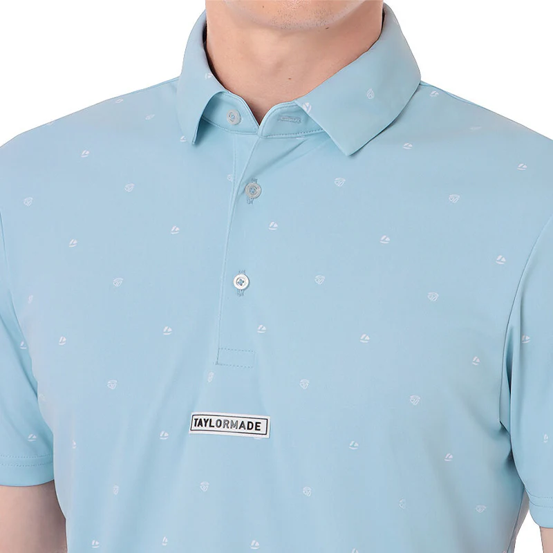 TAYLORMADE Men's Patterned Polo (Sax) - Image 3
