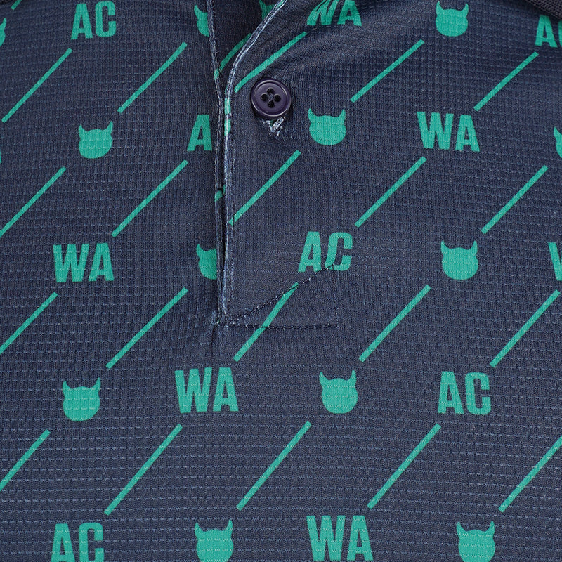 WAAC Korea Oblique Print Men's Polo (Black/Green) - Image 3