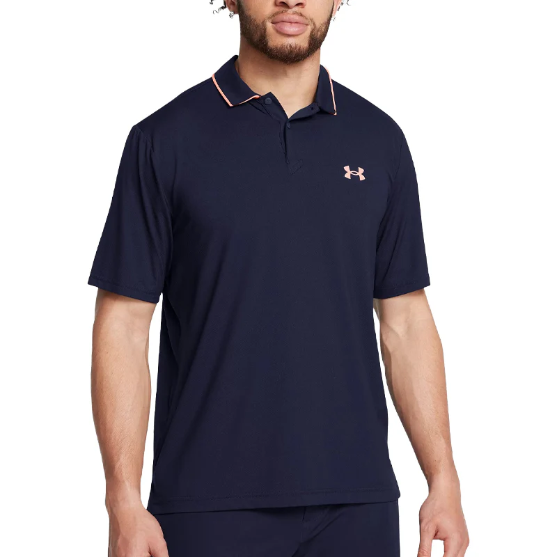 UNDER ARMOUR Iso-Chill Men's Polo (Navy/Orange) - Image 3