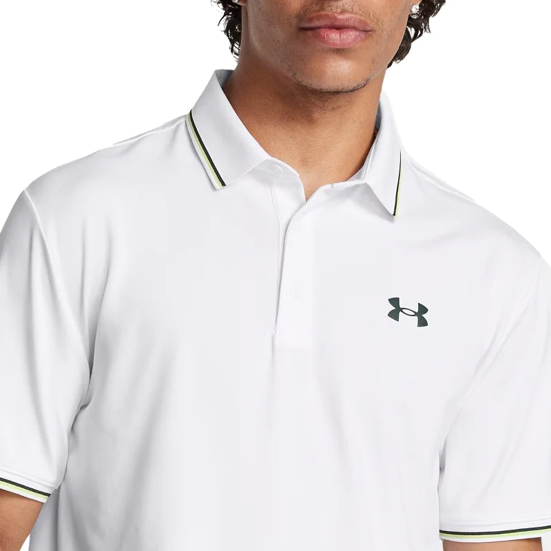 UNDER ARMOUR Playoff 3.0 Rib Men's Polo (White/Green) - Image 3