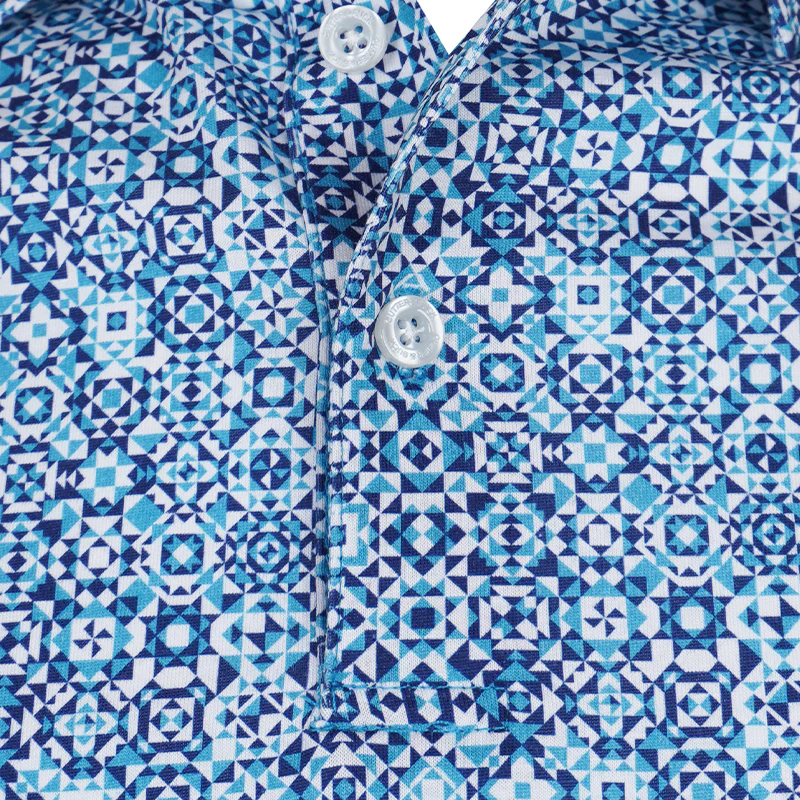 CUTTER & BUCK Men's Mercerized Polo (Blue/Grey) - Image 3