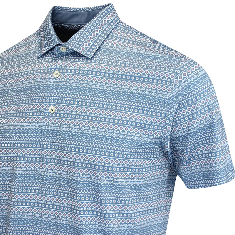 PUMA Fair Isle Micro Print Men's Polo (Blue) - Image 4