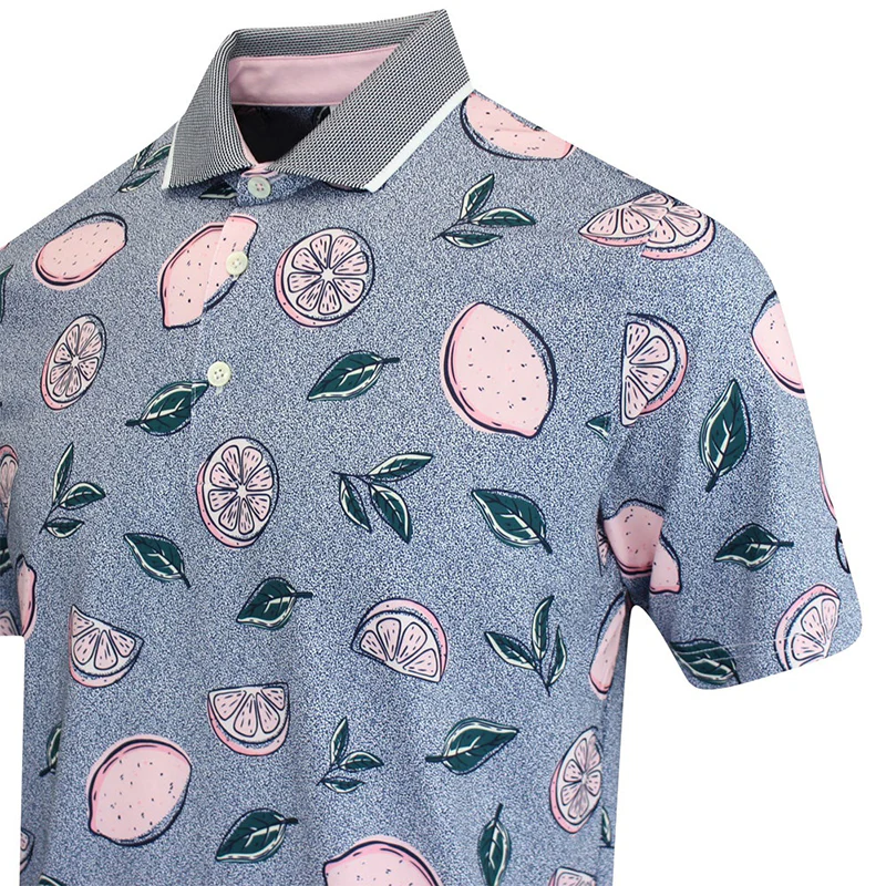 PUMA x Arnold Palmer Pink Lemonade Men's Polo (Deep Navy) - Image 4