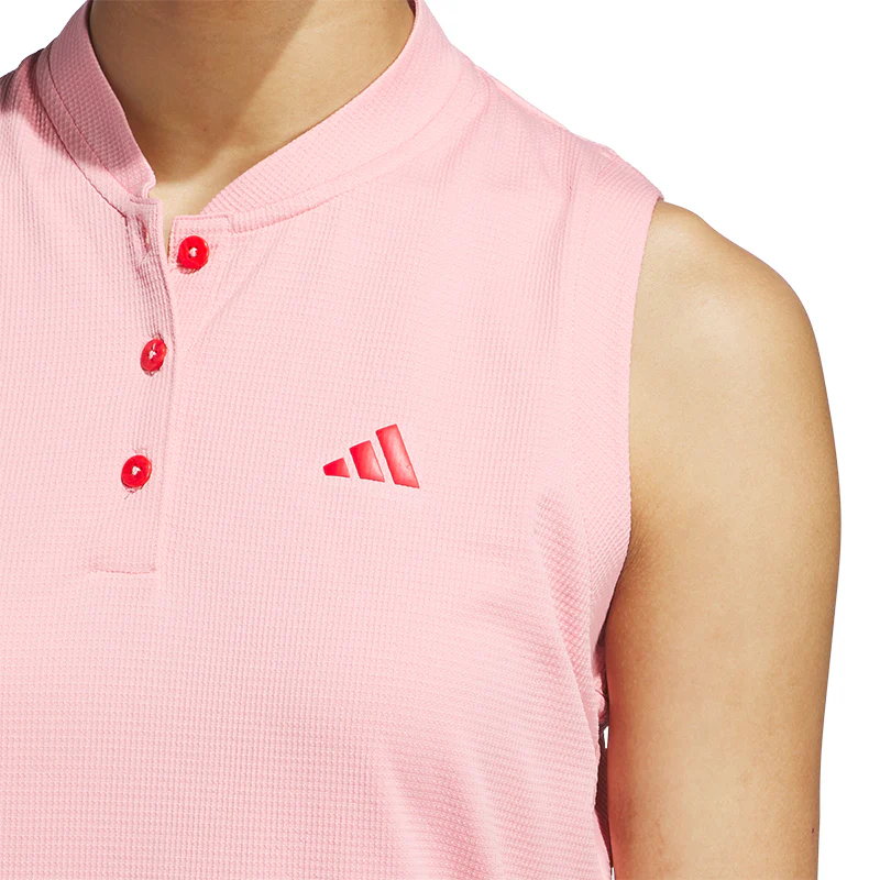 ADIDAS Ultimate365 Tour TWISTKNIT Women?s Sleeveless Polo (Pink) - Image 3