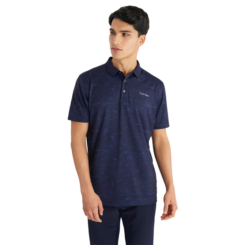 CALVIN KLEIN Textured Slate Men's Polo (Evening Blue) - Image 4