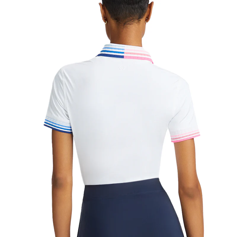 GFORE Pleated Contrast Collar Silky Tech Nylon Women's Polo (Snow) - Image 2