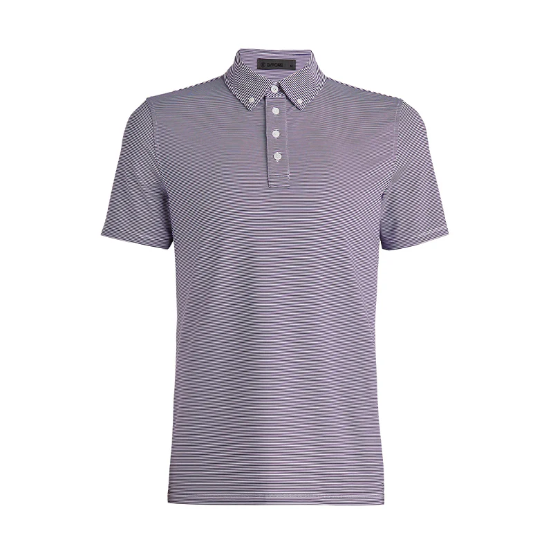 GFORE Feeder Stripe Tech Jersey Button Down Collar Men's Polo (Violet)