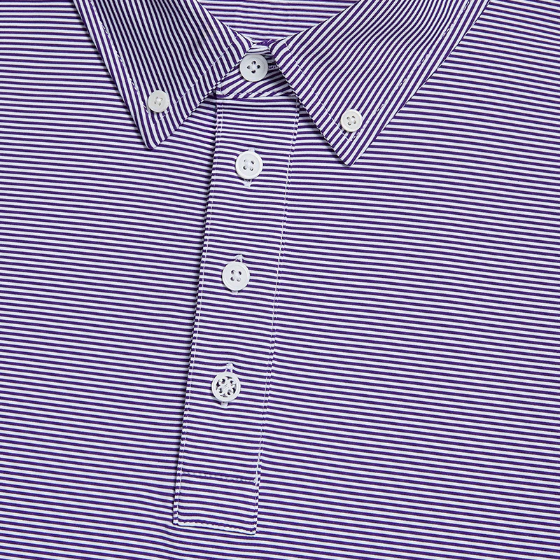GFORE Feeder Stripe Tech Jersey Button Down Collar Men's Polo (Violet) - Image 3