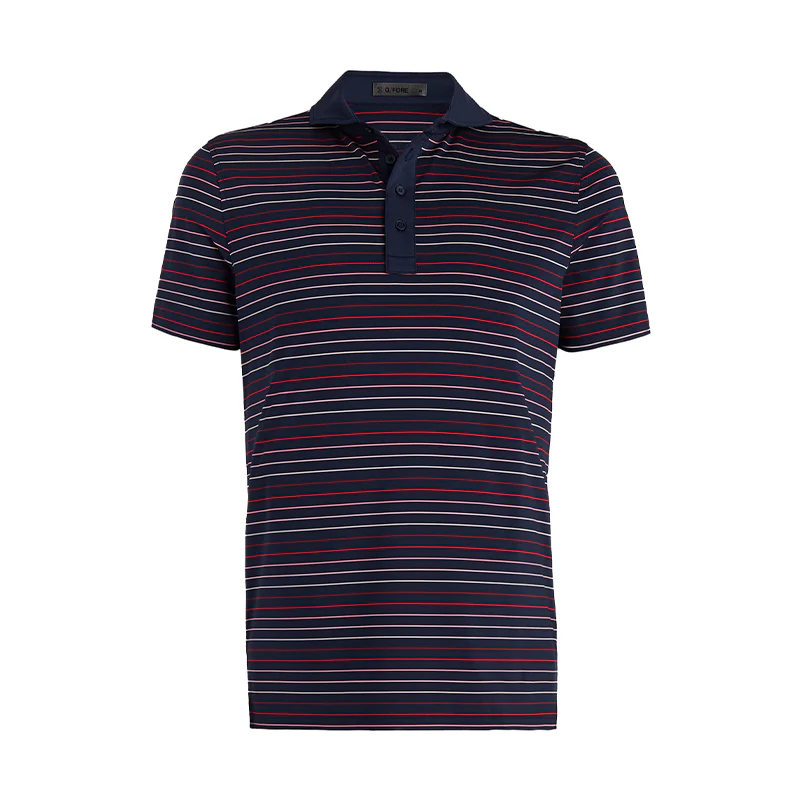 GFORE Multi Stripe Tech Jersey Modern Spread Collar Men's Polo (Twilight)