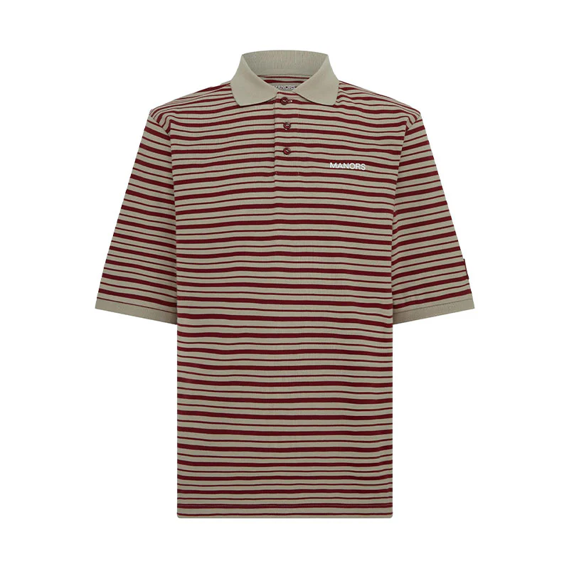 MANORS G.O.A.T Pique Men's Polo (Greige/Burgundy)