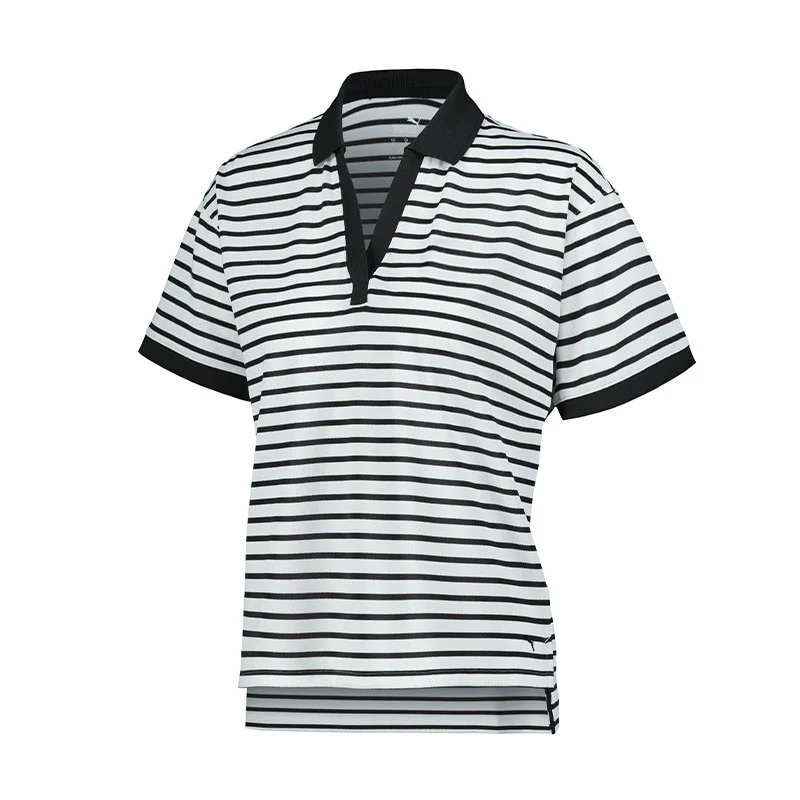 PUMA Everyday Stripe Pique Women?s Polo (White/Black)