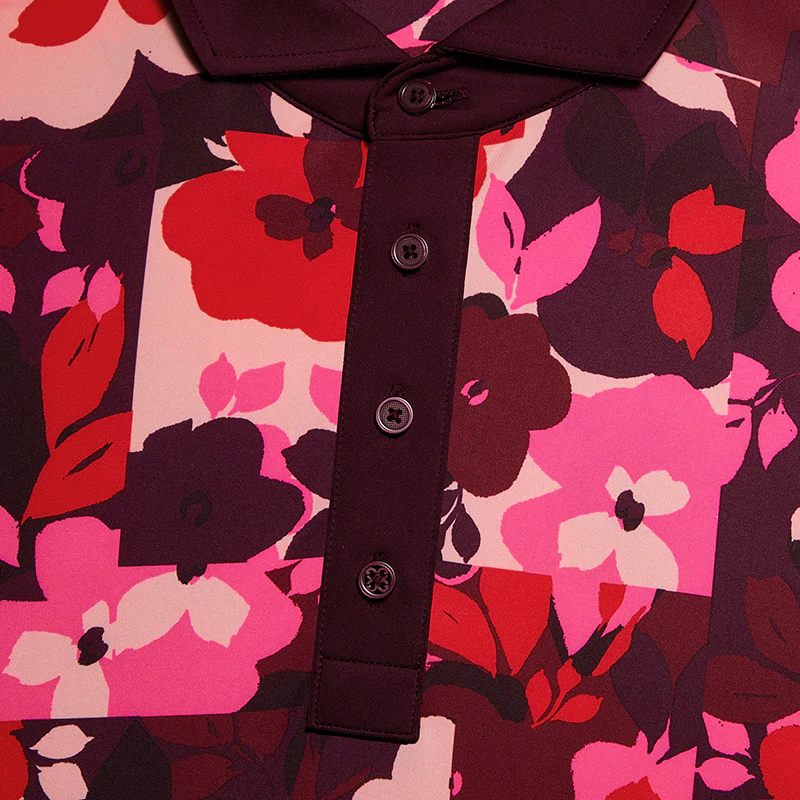 GFORE Patchwork Floral Tech Jersey Men's Polo (Port) - Image 4