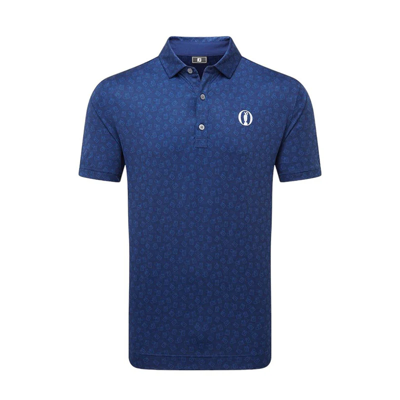 FOOTJOY Postage Stamp Print Lisle Men's Polo (Blue)