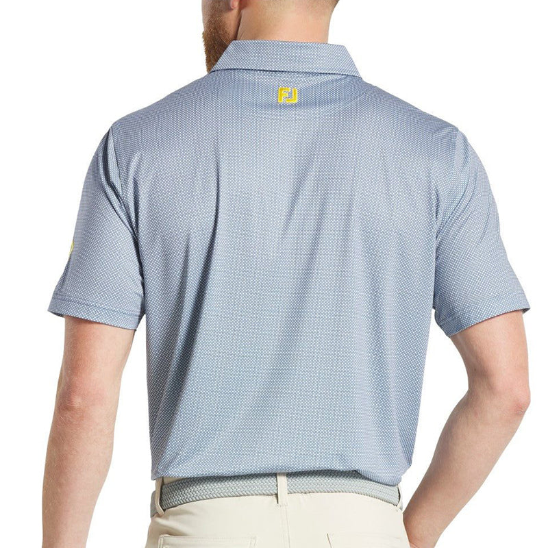 FOOTJOY Octagon Print Lisle Men's Polo (Blue/Silver) - Image 4
