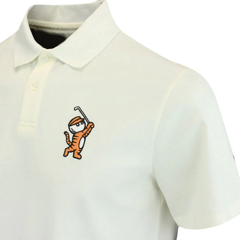 MALBON GOLF Tiger Buckets Men's Polo (Natural) - Image 4