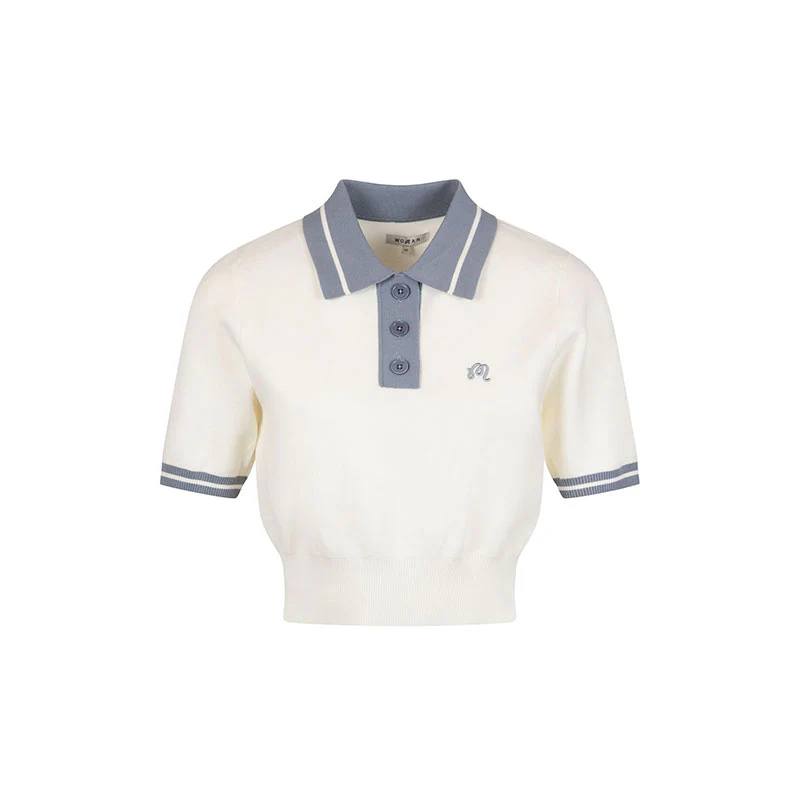 MALBON GOLF Mikayla Knit Women's Polo (Ivory/Stone)